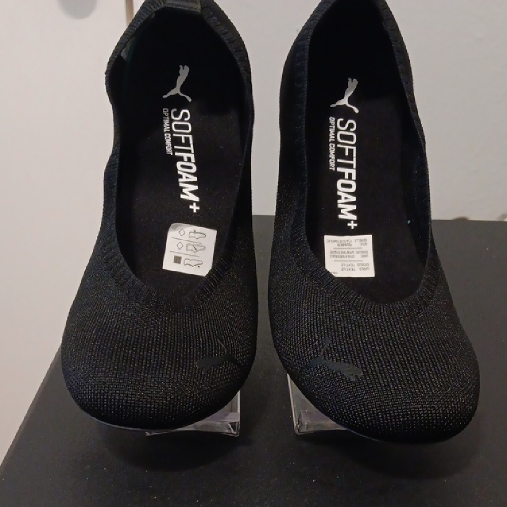 Puma Women's Black Knit SoftFoam+ Slip-On Flats